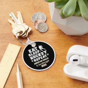 Eat Sleep Hockey Repeat  Key Ring