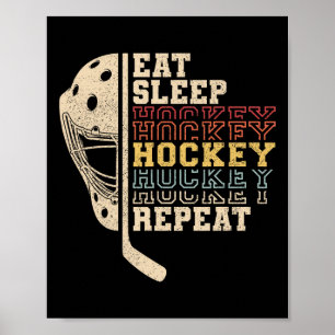Eat Sleep Hockey Repeat Men Boys Kid Funny Ice Hoc Poster