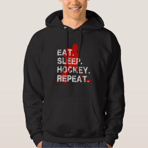 Eat Sleep Hockey Repeat Men's Ice Hockey Player Hoodie