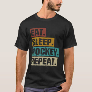 Eat Sleep Hockey Repeat Retro Vintage Hockey T-Shirt