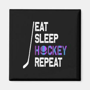 Eat Sleep Hockey Repeat Shirt - Hockey Gifts - Fun Magnet