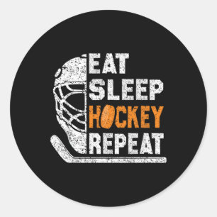Eat Sleep Hockey Repeat Shirt Youth Kids Boys Teen Classic Round Sticker
