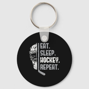 Eat Sleep Hockey Repeat Shirt Youth Teen Adult Ice Key Ring