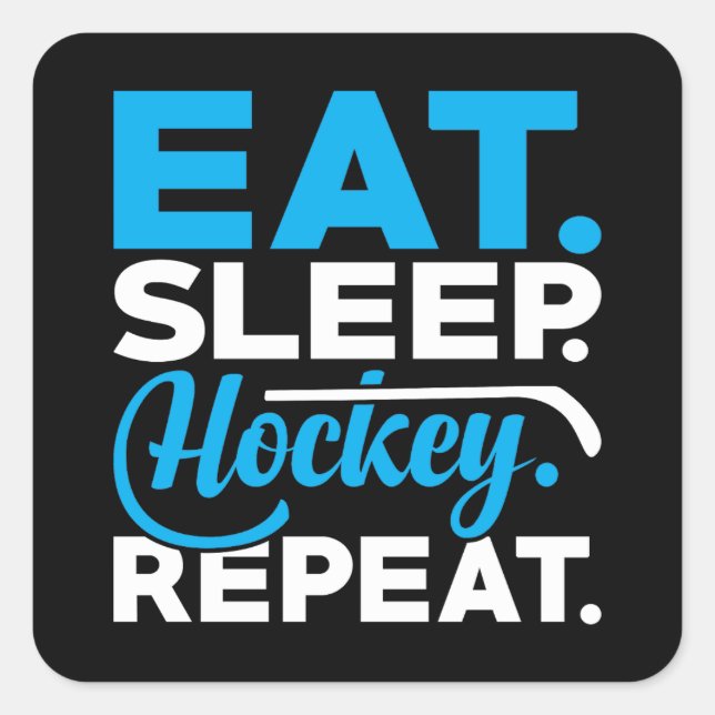 Eat Sleep Hockey Repeat Square Sticker (Front)