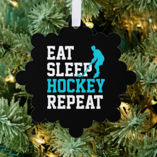 Eat Sleep Hockey Repeat        Tree Decoration Card