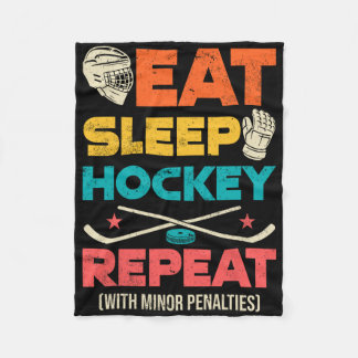 Eat Sleep Hockey Repeat With Minor Penalties Fleece Blanket