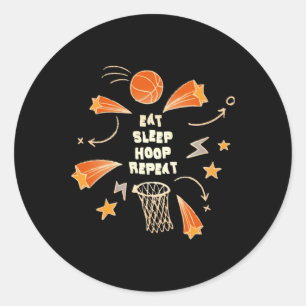 Eat Sleep Hoop Repeat Basketball Classic Round Sticker