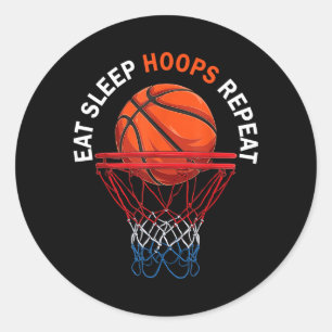 Eat Sleep Hoops Repeat Basball Fan Basball Classic Round Sticker