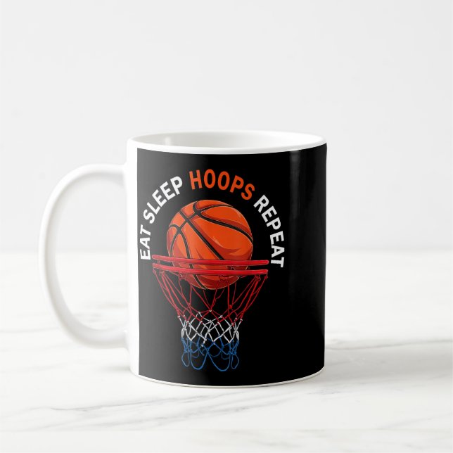 Eat Sleep Hoops Repeat Basball Fan Basball Coffee Mug (Left)