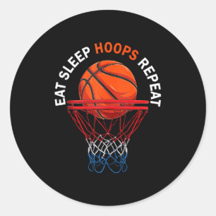 Eat sleep hoops repeat basketball fan basketball classic round sticker