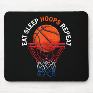 Eat sleep hoops repeat basketball fan basketball mouse pad