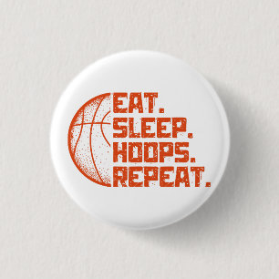Eat Sleep Hoops Repeat Basketball Funny Quotes 3 Cm Round Badge