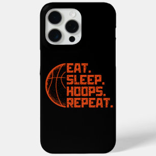 Eat Sleep Hoops Repeat Basketball Funny Quotes iPhone 15 Pro Max Case