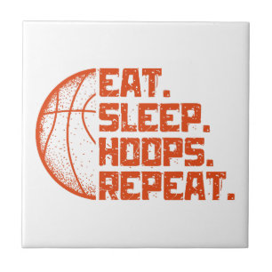 Eat Sleep Hoops Repeat Basketball Funny Quotes Ceramic Tile