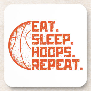 Eat Sleep Hoops Repeat Basketball Funny Quotes Coaster