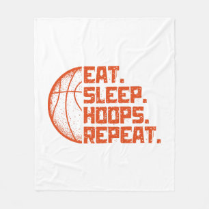 Eat Sleep Hoops Repeat Basketball Funny Quotes  Fleece Blanket