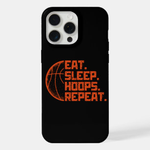 Eat Sleep Hoops Repeat Basketball Funny Quotes iPhone 15 Pro Max Case