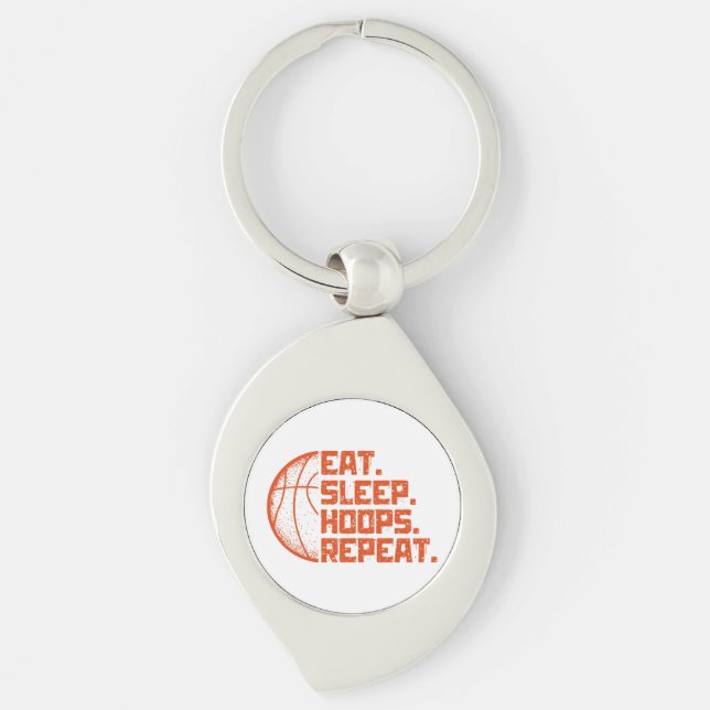 Eat Sleep Hoops Repeat Basketball Funny Quotes  Key Ring (Front)