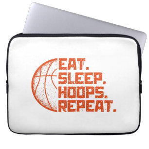 Eat Sleep Hoops Repeat Basketball Funny Quotes  Laptop Sleeve