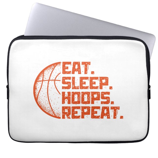 Eat Sleep Hoops Repeat Basketball Funny Quotes  Laptop Sleeve (Front)