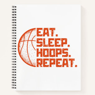 Eat Sleep Hoops Repeat Basketball Funny Quotes  Notebook