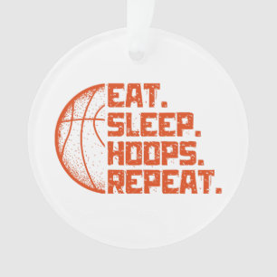 Eat Sleep Hoops Repeat Basketball Funny Quotes Ornament