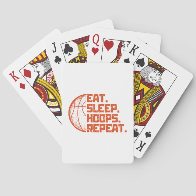 Eat Sleep Hoops Repeat Basketball Funny Quotes  Playing Cards (Back)