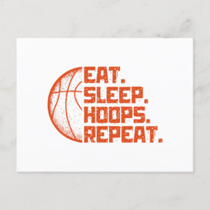 Eat Sleep Hoops Repeat Basketball Funny Quotes Postcard