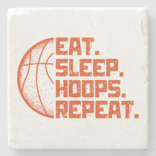 Eat Sleep Hoops Repeat Basketball Funny Quotes Stone Coaster
