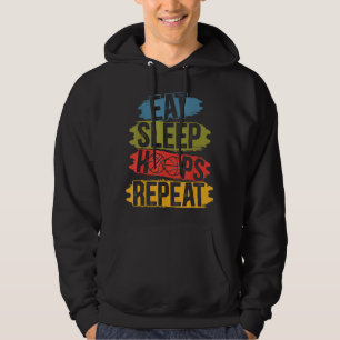 Eat Sleep Hoops Repeat Basketball Hoop Junkie Spor Hoodie