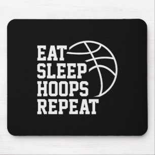 Eat Sleep Hoops Repeat Funny Saying Quote Sketll Mouse Pad