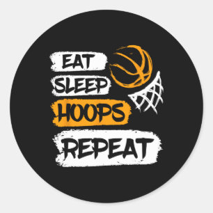 Eat Sleep Hoops Repeat Vintage Bysketbyll Saying A Classic Round Sticker