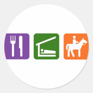 Eat Sleep Horseback Riding Classic Round Sticker
