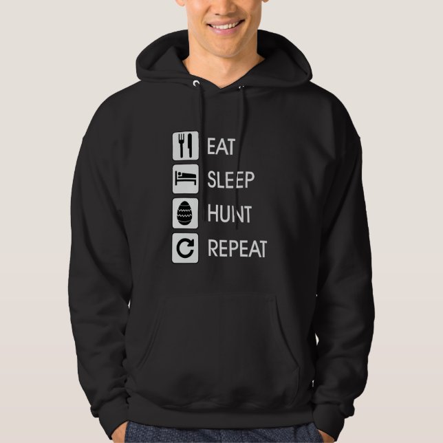 Eat Sleep Hunt Repeat Funny Easter Egg Hunt Squad Hoodie (Front)