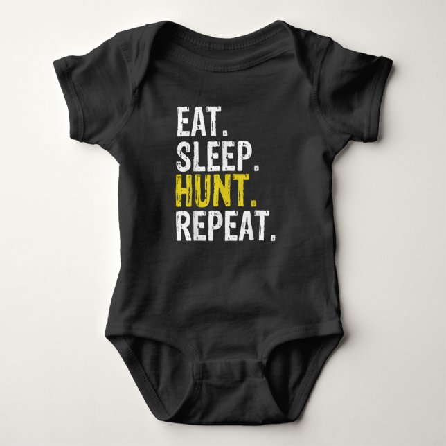 Eat Sleep Hunt Repeat Hunting Hunter Baby Bodysuit (Front)