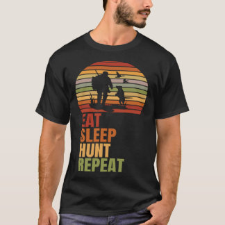 Eat Sleep Hunt Repeat  Retro Adventure Hunting T-Shirt