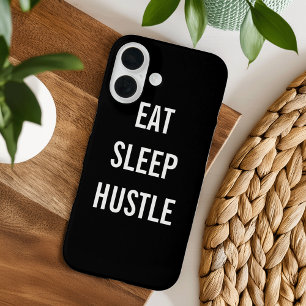 Eat Sleep Hustle   Black and White Typography iPhone 16 Case