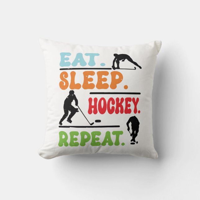 Eat Sleep Ice Hockey Repeat  Cushion (Front)
