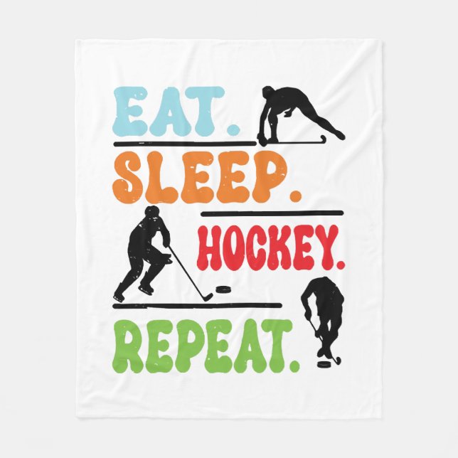 Eat Sleep Ice Hockey Repeat  Fleece Blanket (Front)