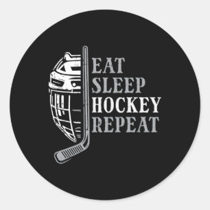 Eat Sleep Ice Hockey Repeat Funny Sport Player Men Classic Round Sticker