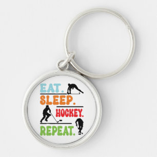 Eat Sleep Ice Hockey Repeat  Key Ring
