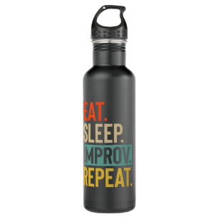 Eat Sleep improv Repeat retro vintage colours 710 Ml Water Bottle