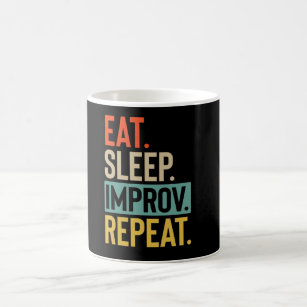 Eat Sleep improv Repeat retro vintage colours Coffee Mug