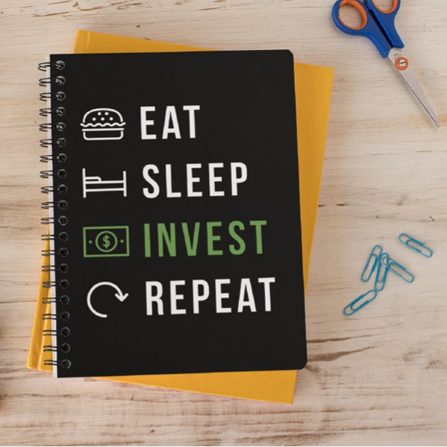 EAT SLEEP INVEST REPEAT STOCK MARKET NOTEBOOK (stock market investor quote notebook)