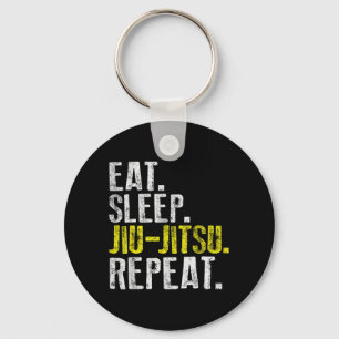 Eat Sleep Jiu Jitsu Repeat Funny Brazilian BJJ MMA Key Ring