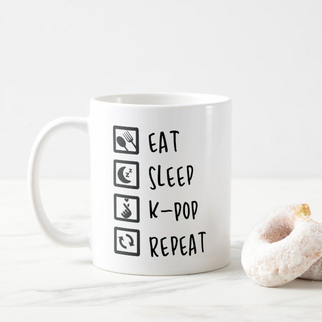 Eat Sleep K-POP Repeat Perfect Combination Music Coffee Mug (With Donut)