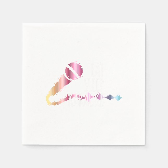 Eat Sleep Karaoke Microphone Music Singing Gift Napkin (Front)