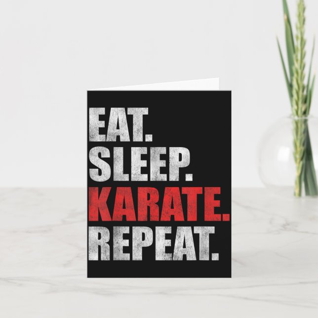 Eat Sleep Karate Repeat Card (Front)