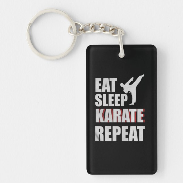 Eat Sleep Karate Repeat Custom Gift Key Ring (Front)