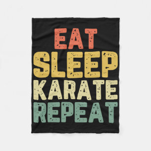 Eat Sleep Karate Repeat Funny Cool Lover Vintage Fleece Blanket
